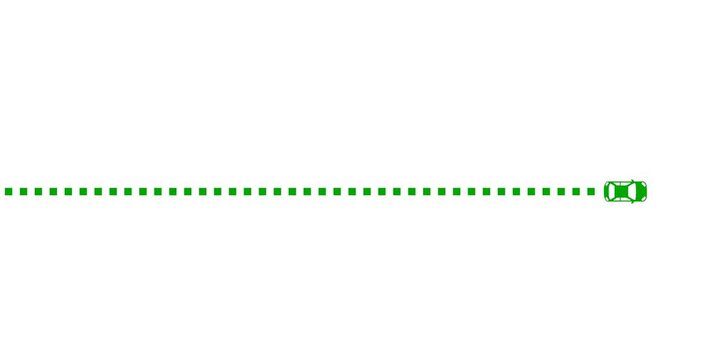 Animation of car route to the pin point green