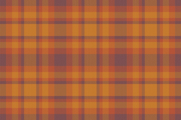 Worn seamless check tartan, relax textile background plaid. Suit vector pattern fabric texture in red and orange colors.