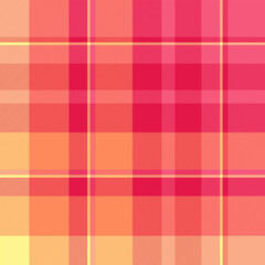 Vibrant tartan pattern featuring intersecting lines in shades of pink, orange, and yellow. A versatile backdrop suitable for fashion, design, or seasonal themes.