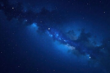 Fototapeta premium Vibrant dark blue starry sky background with glowing stars in a minimalist style, perfect for space-themed designs and projects , milky way, celestial