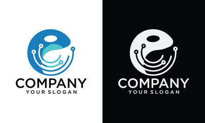 Creative dolphin vector technology icon logo