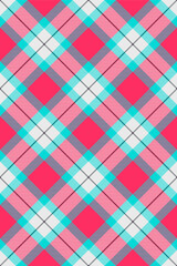 Girly vector textile plaid, postcard fabric check tartan. Pyjamas texture background pattern seamless in red and white colors.