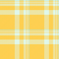 Dye plaid fabric pattern, difficult background check texture. Multicolor tartan seamless textile vector in amber and light colors.