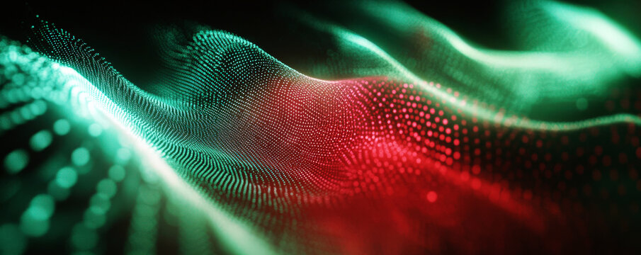 Dynamic abstract waves with colorful digital patterns