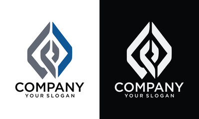 Creative CP monogram logo with diamond shape