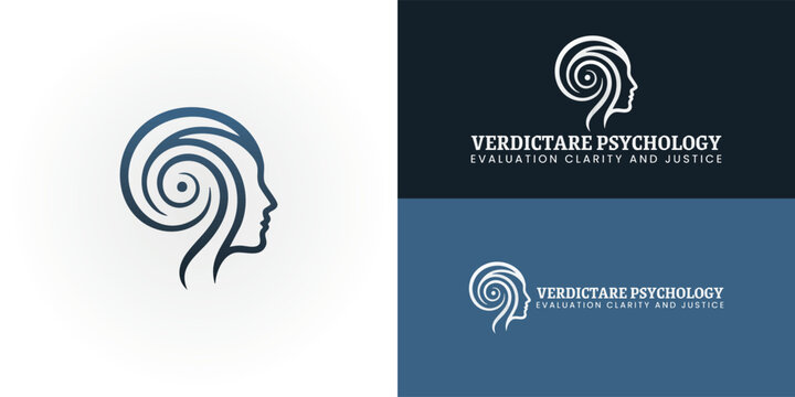 The elegant logo showcases a side profile that incorporates a unique spiral pattern within the head. This spiral symbolizes the intricate process of psychological evaluation and deep internal work.