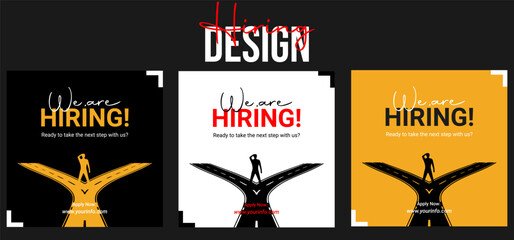 We are hiring job vacancy social media post banner design template. We are hiring job vacancy square web banner design.