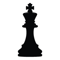Black silhouette of a chess king piece on a white background