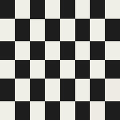 Black and white distorted checkered pattern creating an optical illusion with curved square shapes and a sense of depth and movement