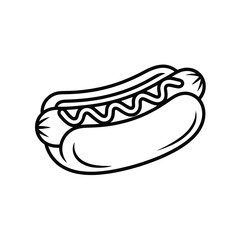 Simple outline drawing of a hot dog with ketchup