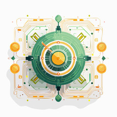 Obraz premium Futuristic circuit board, viewed from a high angle, vector illustration