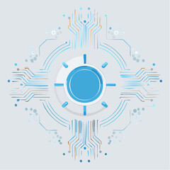 Fototapeta premium Futuristic circuit board, viewed from a high angle, vector illustration