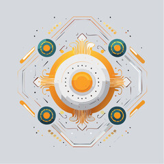 Fototapeta premium Futuristic circuit board, viewed from a high angle, vector illustration