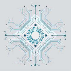 Obraz premium Futuristic circuit board, viewed from a high angle, vector illustration