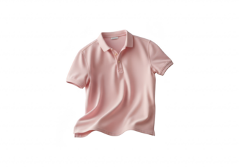 A light pink shortsleeved polo shirt for men, isolated on a transparent background, showcasing casual and comfortable apparel