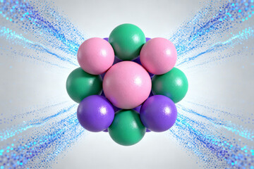 Colorful spheres with particle trails