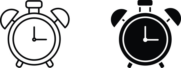 alarm clock  icon vector graphic illustration  with white background flat hand made icon fill icon .