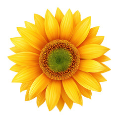 Fototapeta premium PNG vibrant yellow sunflower with detailed center on white background for stock photography closeup