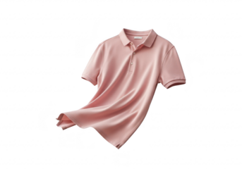 A light pink polo shirt for men, isolated on transparent background, showcasing its casual style and fabric texture