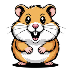 Cartoon Hamster Animal Vector with Big Eyes Isolated on White Background – Cute Pet Rodent Illustration, Adorable Character Clipart for Kids and Design