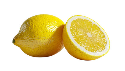  3D Lemon Bundle Whole & Slice isolated on transparent background