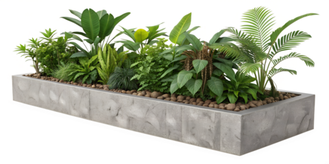 Long Trough Planter with Tropical Green Foliage Arrangement