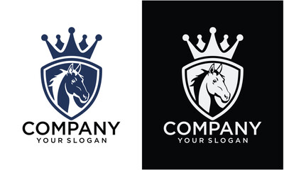 Creative Horse Crown Logo Business  Vector Design Template .