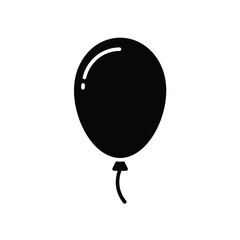 A simple black silhouette icon of a single party balloon with a highlight, isolated on a white background.