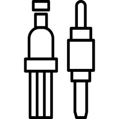 Simple outline illustration of makeup tools featuring lipstick and mascara.
