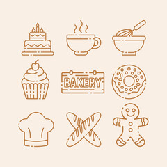 Icon sheet bakery vector illustration hand drawn