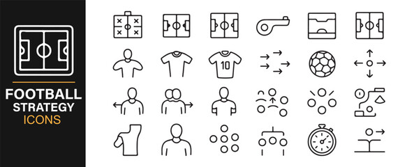 Vector Icons of Football Strategy Elements for Coaching, Tactics, and Match Planning