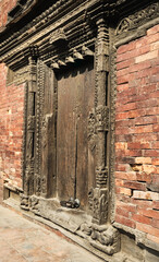  The woodcarving details of the door, Nepal 