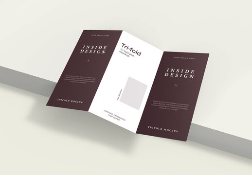 Open Trifold Z-Fold Brochure Mockup PSD