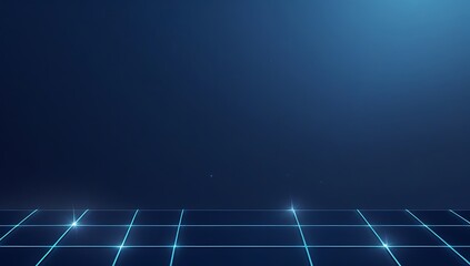 Minimalistic Deep Blue Gradient with Glowing Sky Blue Grid Lines and Subtle Digital Shimmer.