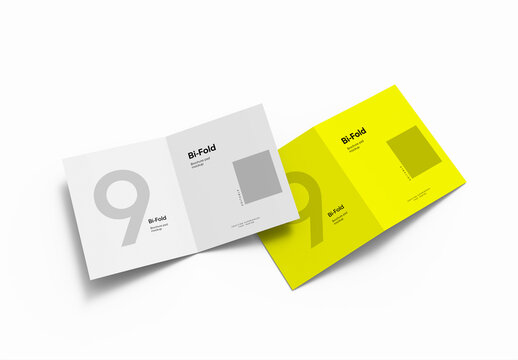 Bifold Brochure PSD Mockup with Open and Closed Views