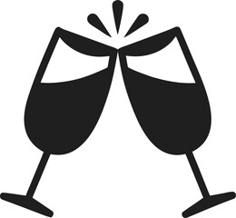 Toasting glasses (cheers) silhouette black icon