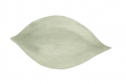 Green leaf in watercolor style, providing a soft botanical design element with an abstract organic shape. Transparent background