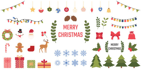set of christmas element, christmas decoration