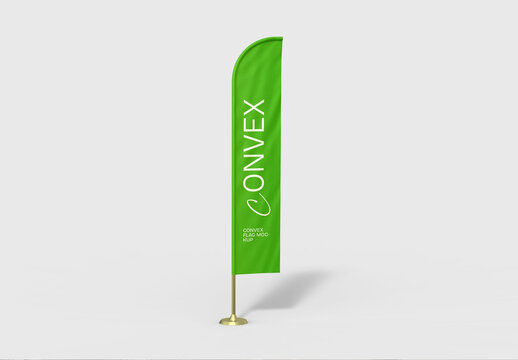 Promotional Convex Flag Mockup for Outdoor Advertising
