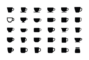 Diverse coffee mug cup icons collection vector illustration scalable eps graphic design elements silhouette vector illustration white background