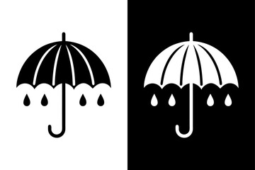 Black and White Umbrella Icon for Weather Forecast Design.