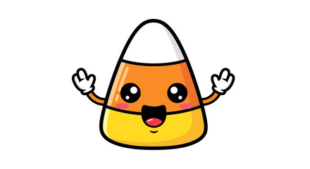 Fototapeta premium Adorable cartoon candy corn character with cheerful expression suitable for holidays