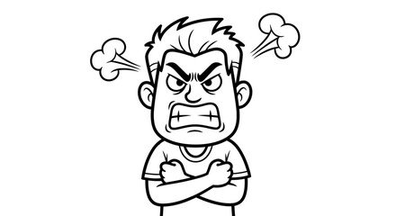 Fototapeta premium Cartoon depiction of an infuriated man with steam coming out from his ears illustration