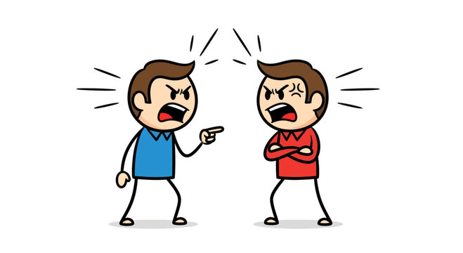 Cartoon depiction of an argument between two angry men demonstrating interpersonal conflict