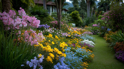 garden with colorful flowers