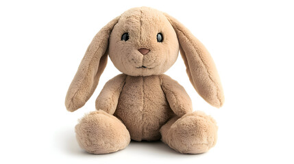 Bunny Plush Toy Adorable Brown Rabbit Stuffed Animal Children's Gift Easter Decor Cozy Cute Bunny Doll for Babies Kids White Background Isolated Long Ears Sitting Soft