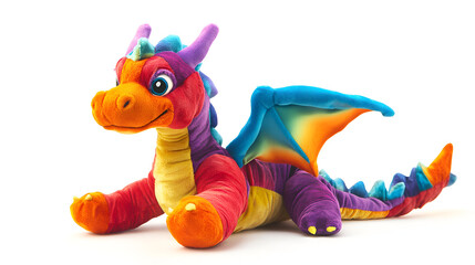 Dragon Plush Toy, Colorful Stuffed Animal Friend, Whimsical Room Decor, Vibrant Rainbow Colors, Soft Fabric Dragon Toy, Fantasy Creature Doll, Decorative Kid Room Gift