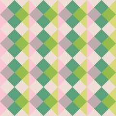 Seamless Green and Pink Argyle Diamond Pattern
