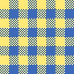 Yellow and Blue Checkered Seamless Pattern, Retro Minimalist Geometric Background