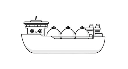 Naklejka premium Cartoonish liquefied natural gas carrier with friendly expression on white background